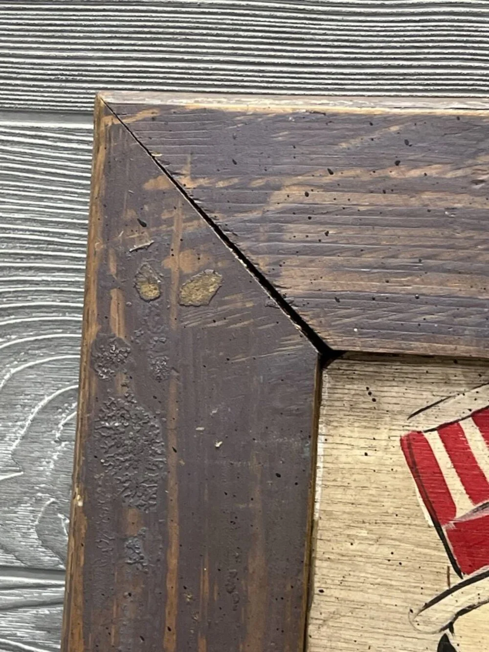 Rustic Patriotic Uncle Sam Humpty Dumpty Primitive Wood Frame USA Americana